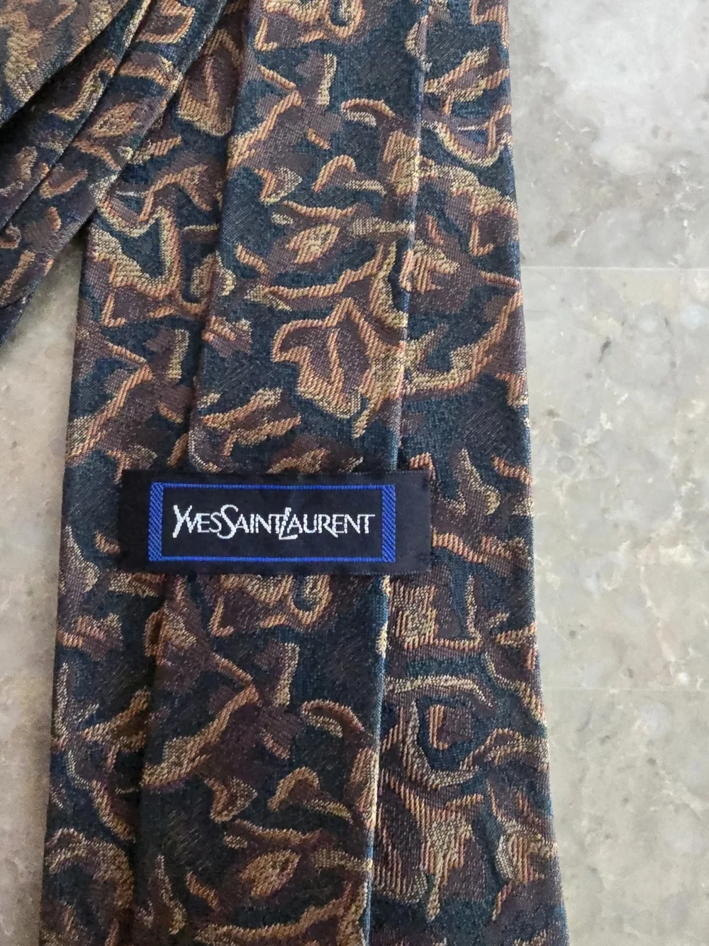 Yves Saint Laurent Brown & Black Abstract Pattern Tie